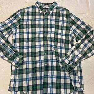 American Eagle Button Down Plaid Shirt Mens XLT Tall Blue/Green/White LS